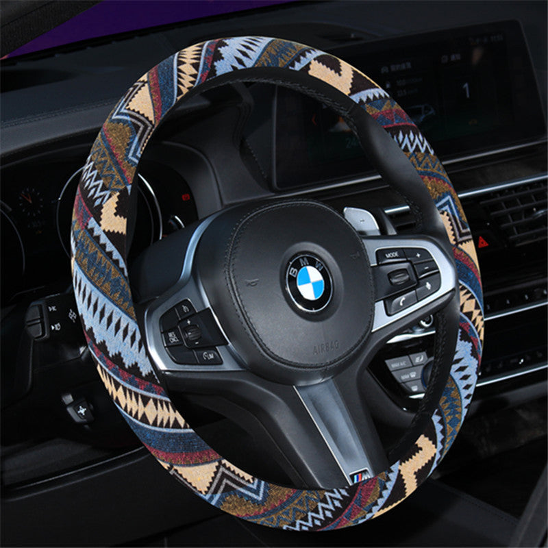 Wholesale Ethnic Style Old Coarse Linen Car Steering Wheel Cover