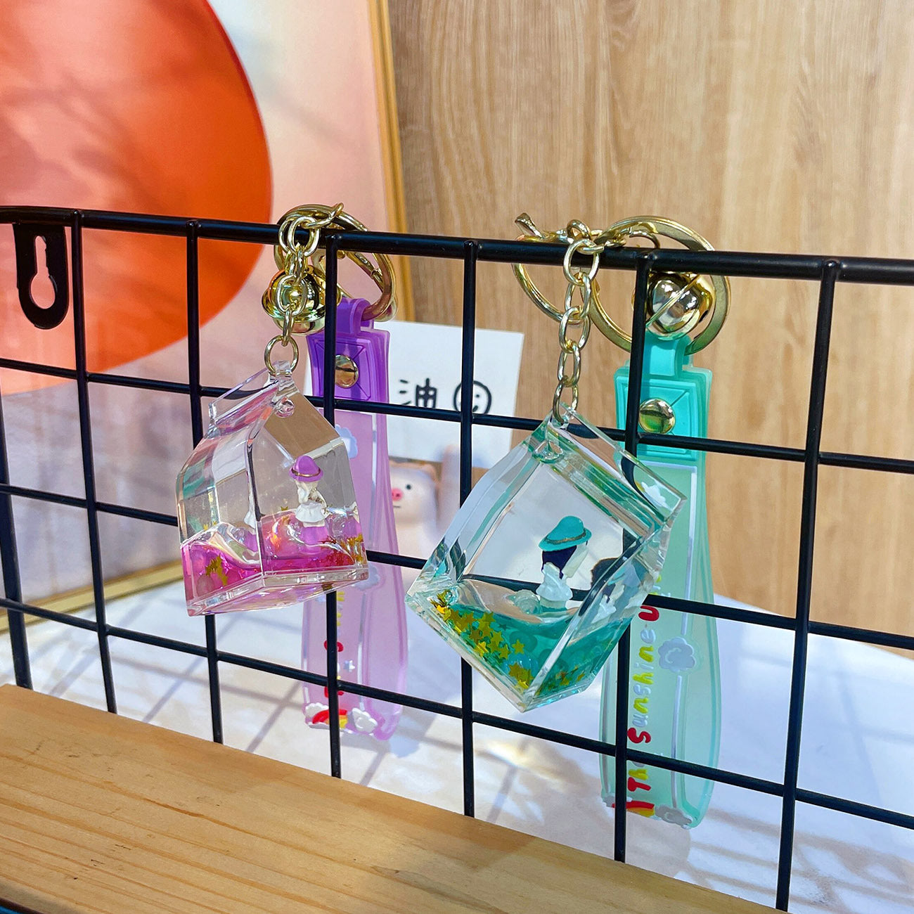 Cadena de llave de aceite de cartón de leche acrílica al por mayor