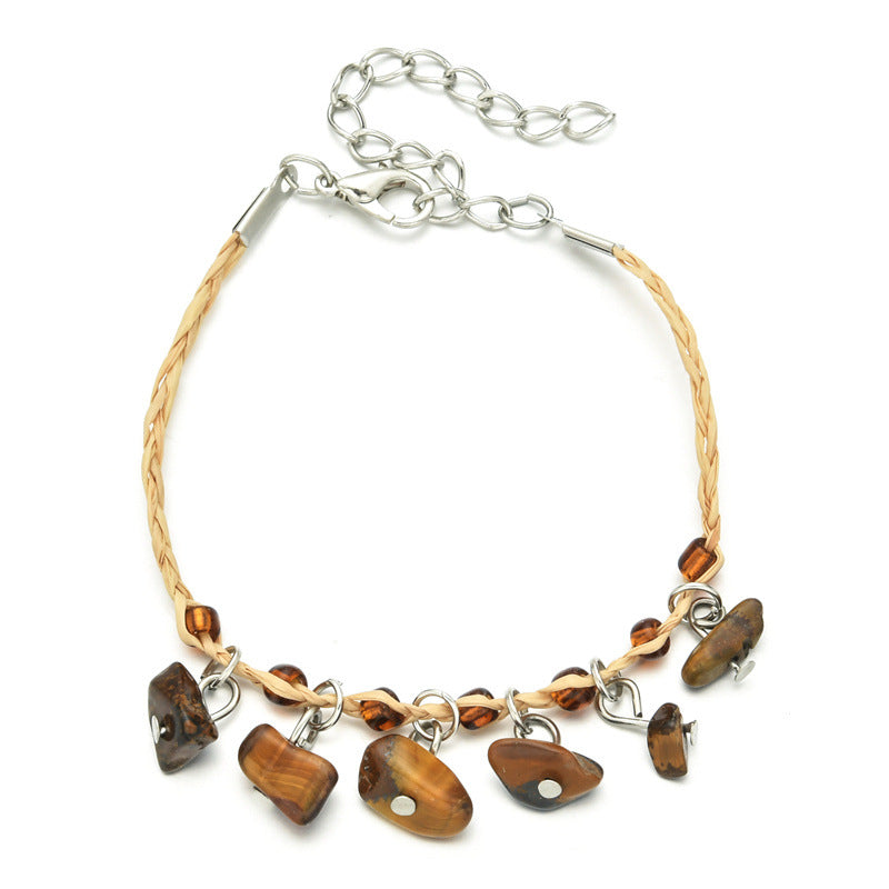 Wholesale Straw Rope Adjustable Copper Bracelet