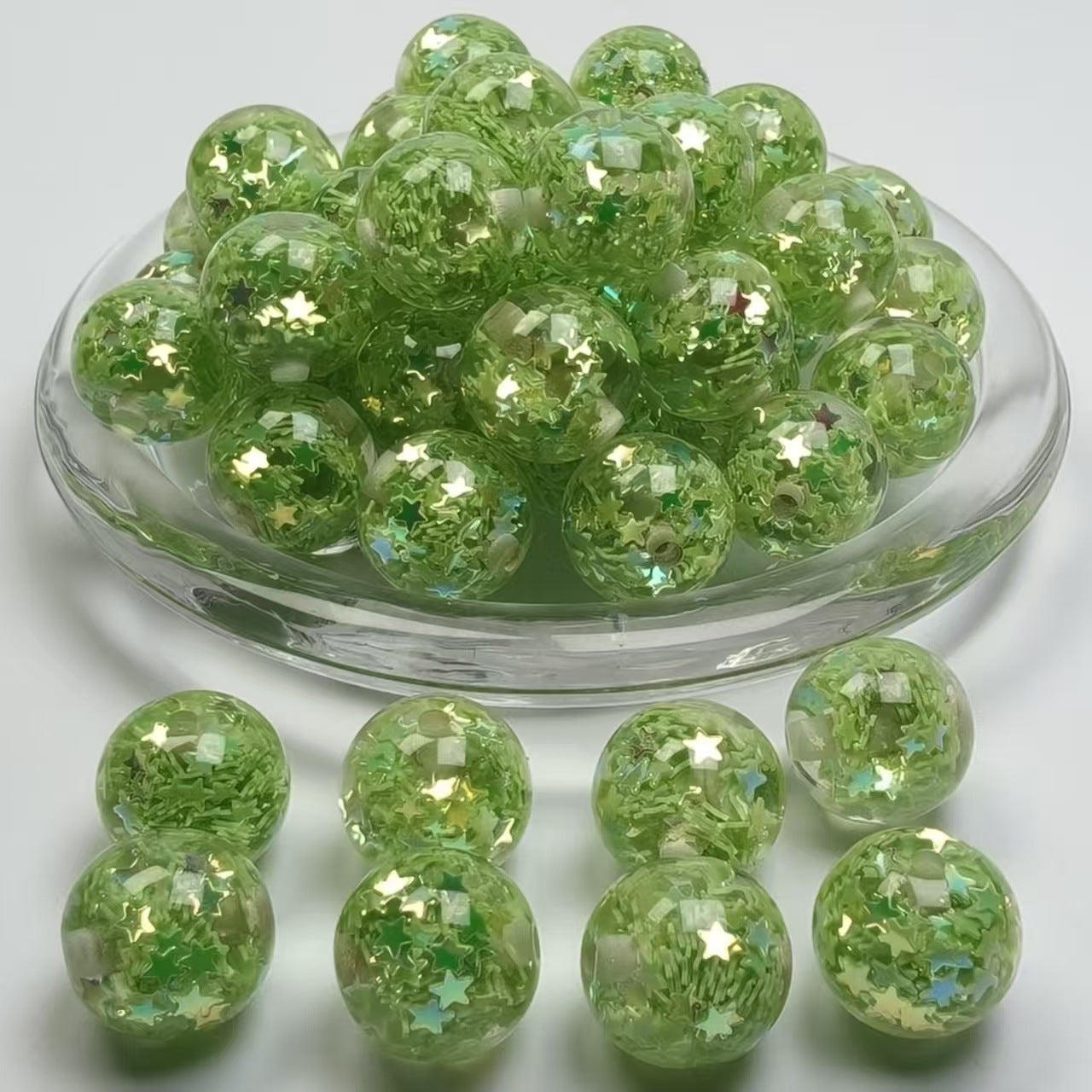 Wholesale  20pcs 16mm Sequin Heart-Shaped Glitter  Resin Beads DIY Acrylic Beads