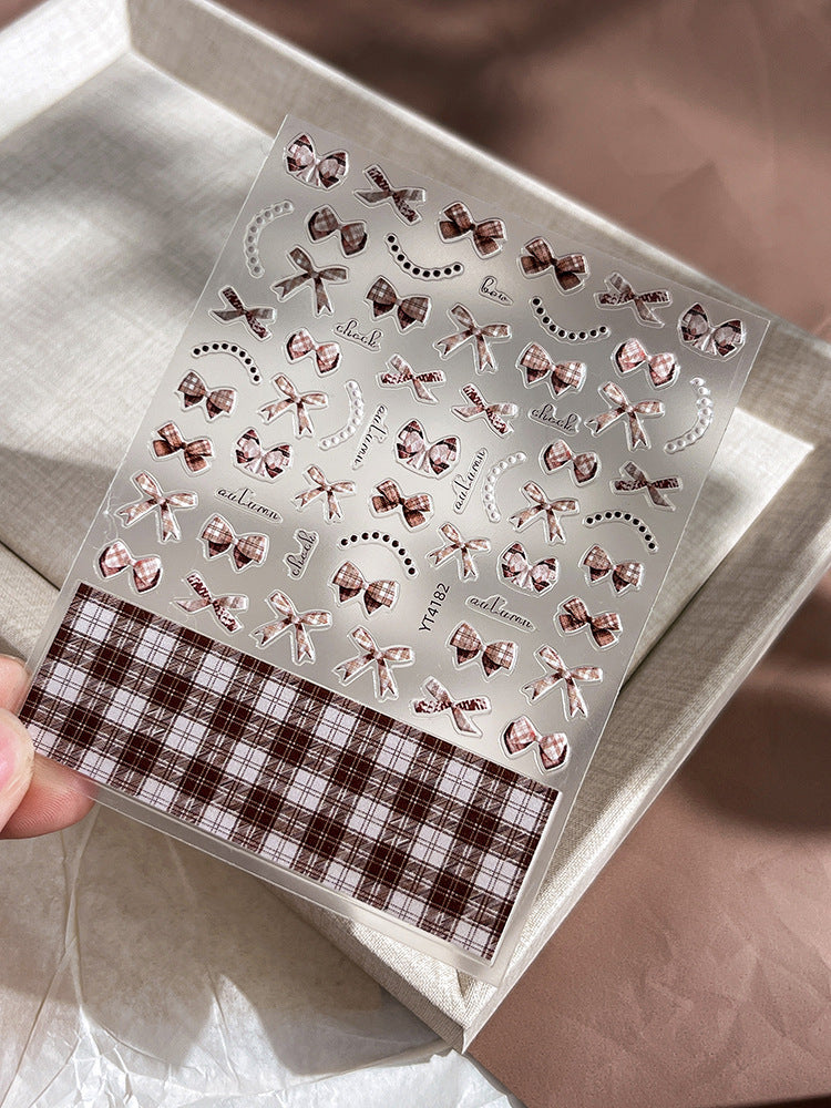 Wholesale love strawberry bear flower relief flat with adhesive nail stickers