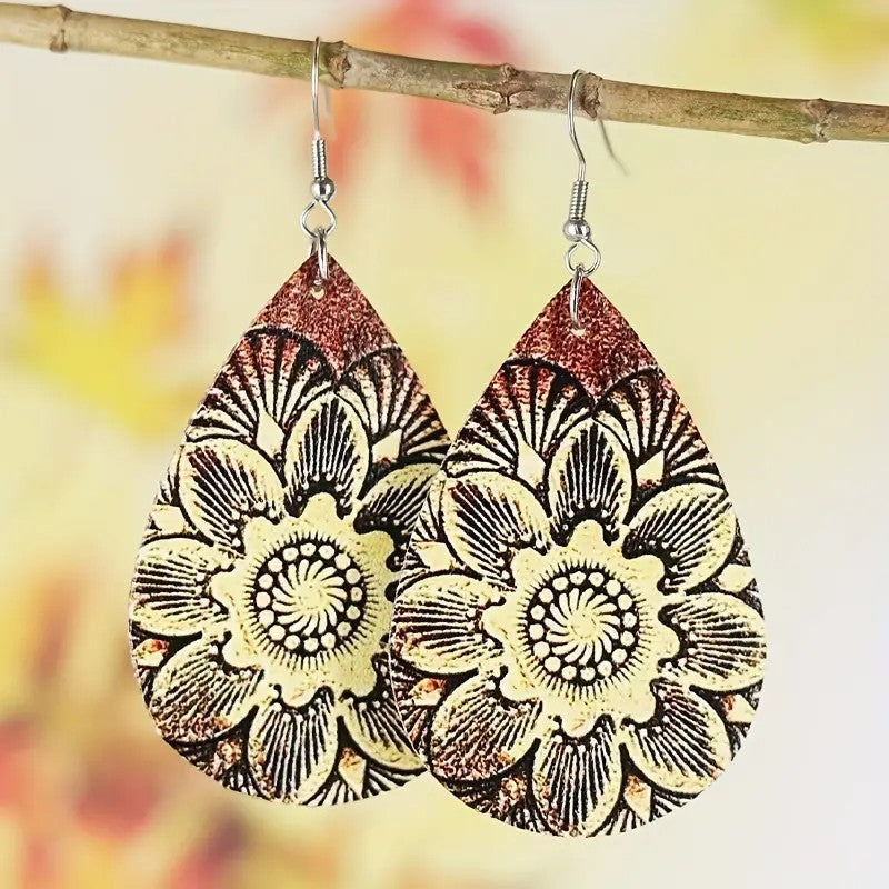 Wholesale Vintage Tree of Life Leather Earrings