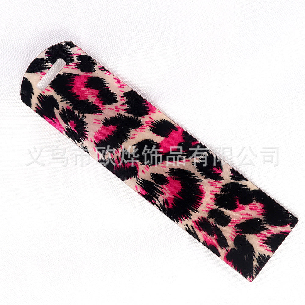Wholesale 10pcs New Leopard Glitter Acrylic Bookmark DIY Pendant Booktag