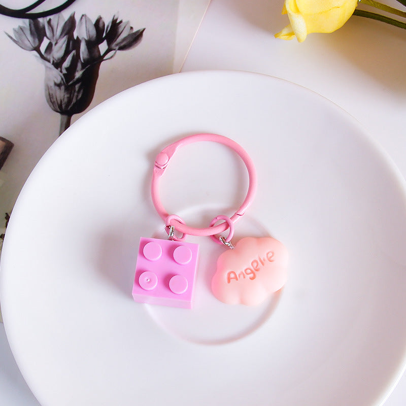 Wholesale Plastic Building Block Cloud Keychain