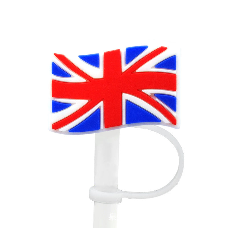 Wholesale of 10pcs Flag Series Silicone Straw Sets