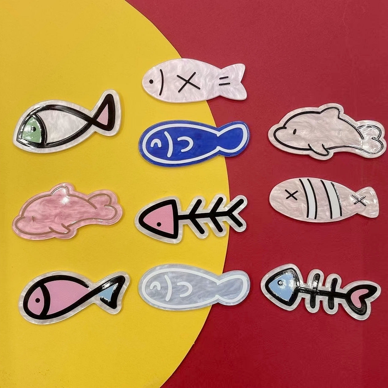 Wholesale 5pcs Cartoon Fish Acrylic FlatBack Cute Accessories