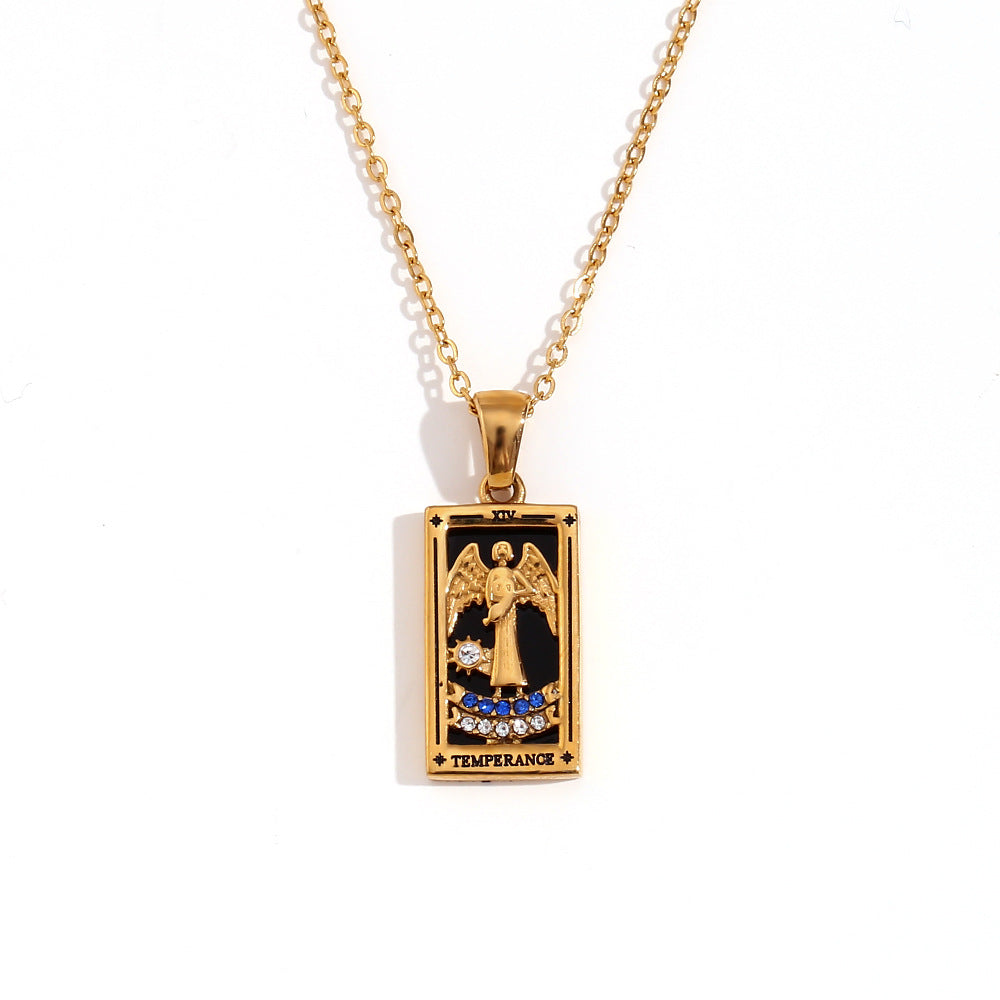 Wholesale Gold and silver Tarot card Stainless Steel Necklace