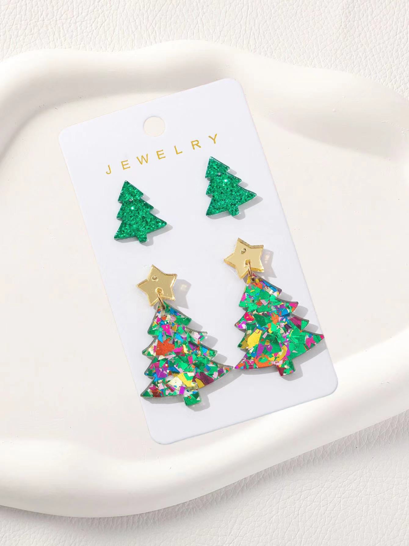 Wholesale Christmas Tree Snowman Series Acrylic Earrings Set