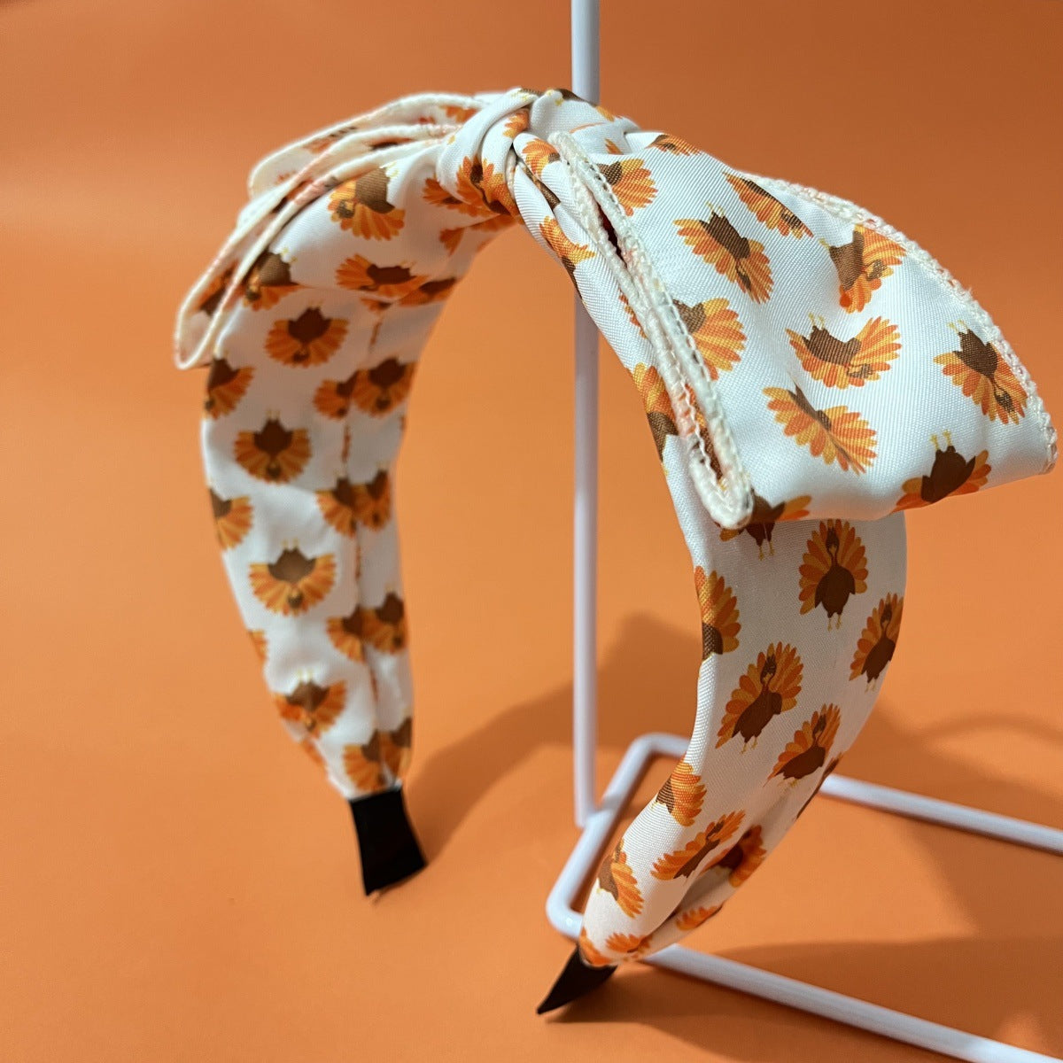 Wholesale Fabric Thanksgiving Pumpkin Maple Leaf Turkey Bow Headband