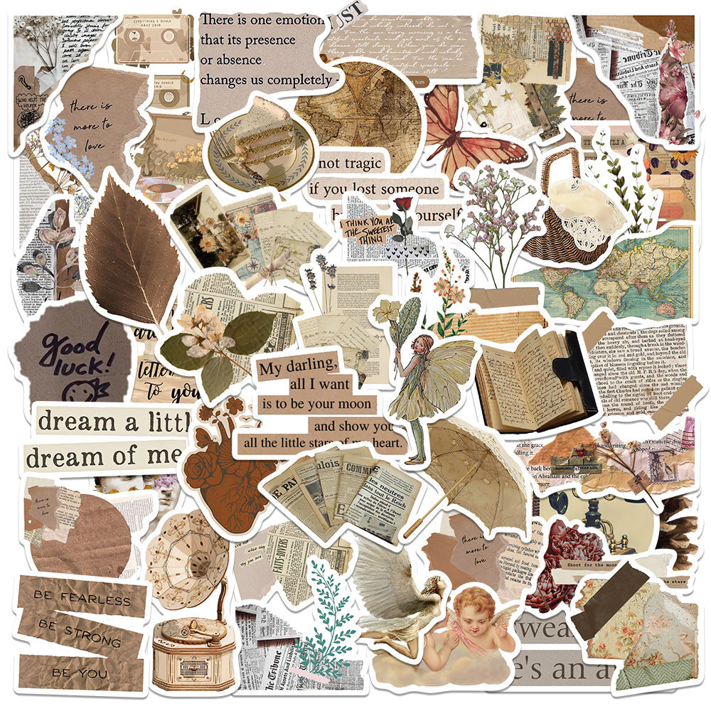 Wholesale 50pcs vintage multiple artistic patterns Waterproof Vinyl Stickers