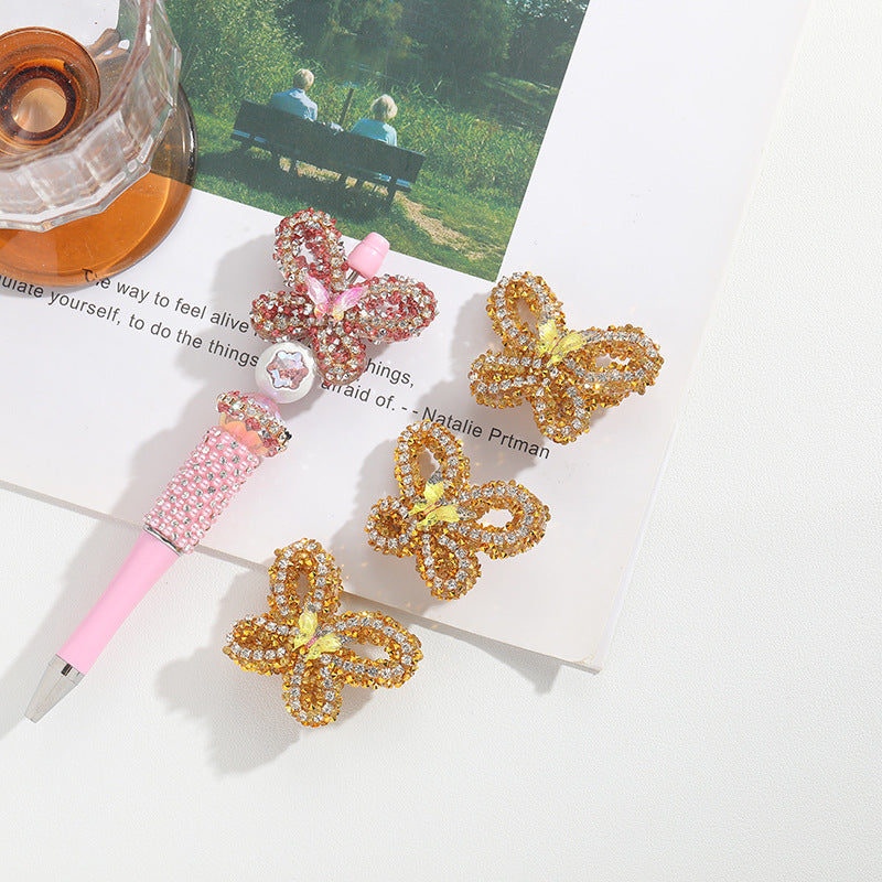 Wholesale10pcs Large Butterfly Full Drill Straight Hole Handmade Heavy Beads