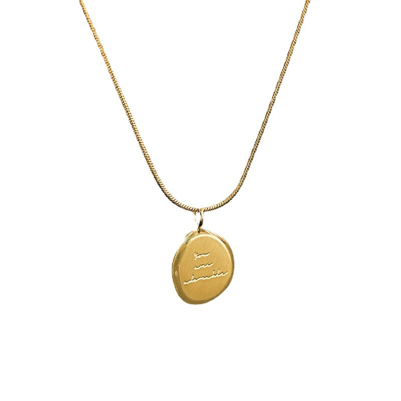 Wholesale English Letter Oval Brand Titanium Steel Non-fading Necklace Clavicle Chain