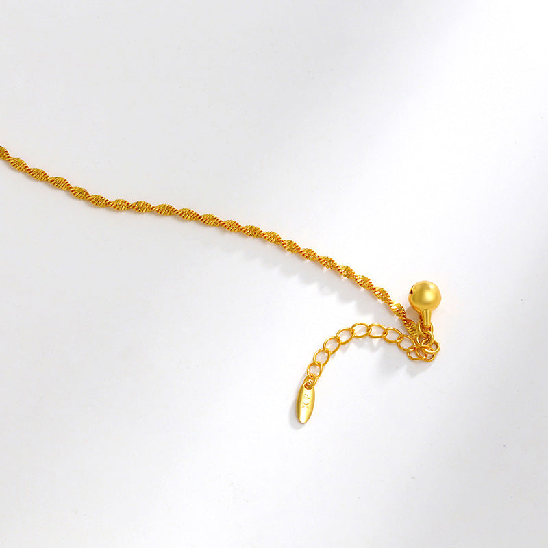 Wholesale Minimalist and Personalized Double Water Wave Chain Bell with A High-end and Fashionable Alloy Bracelet