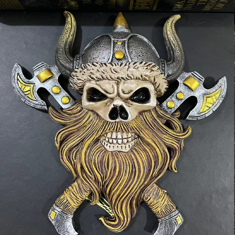 Wholesale Skeleton Viking Berserker Double Ax Wall Hanging Halloween Decorations