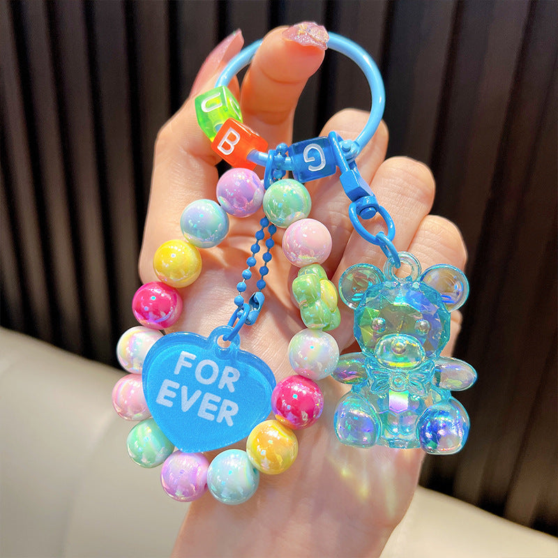 WholesaleDelicate Beaded Bear Seated Acrylic Keychain
