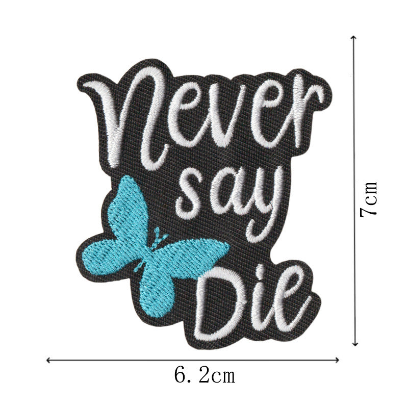 Wholesale Boutique Rainbow Heart Inspirational Quote Iron On Patches Black White Embroidered Appliques For ets Polyester Cotton Set Of 9