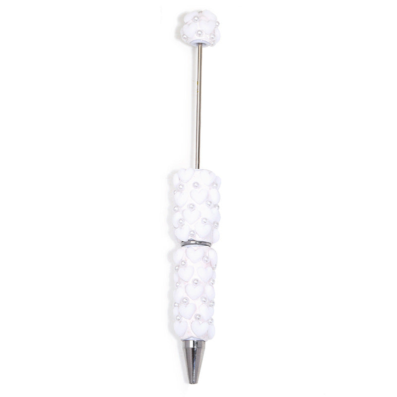 Wholesale 5pcs Macaron-colored gravel heart beaded pen clay bead pen
