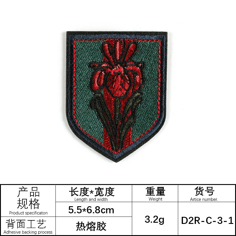 Wholesale Computer embroidery heart shaped skull patch embroidery cloth patch
