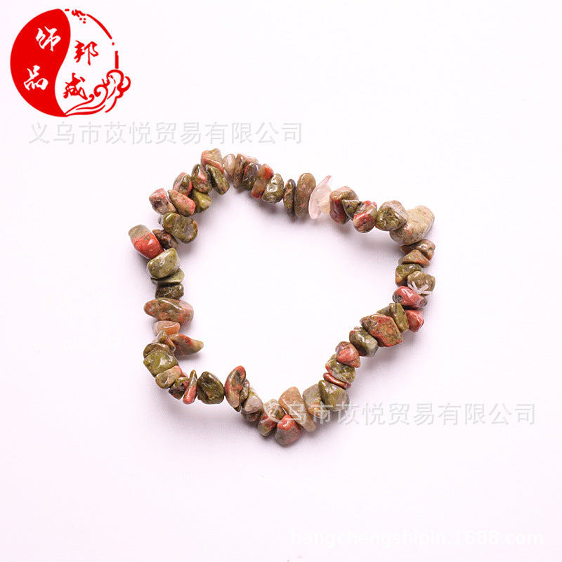 Wholesale 5pcs natural crystal gravel elastic bracelet colorful gravel bracelet