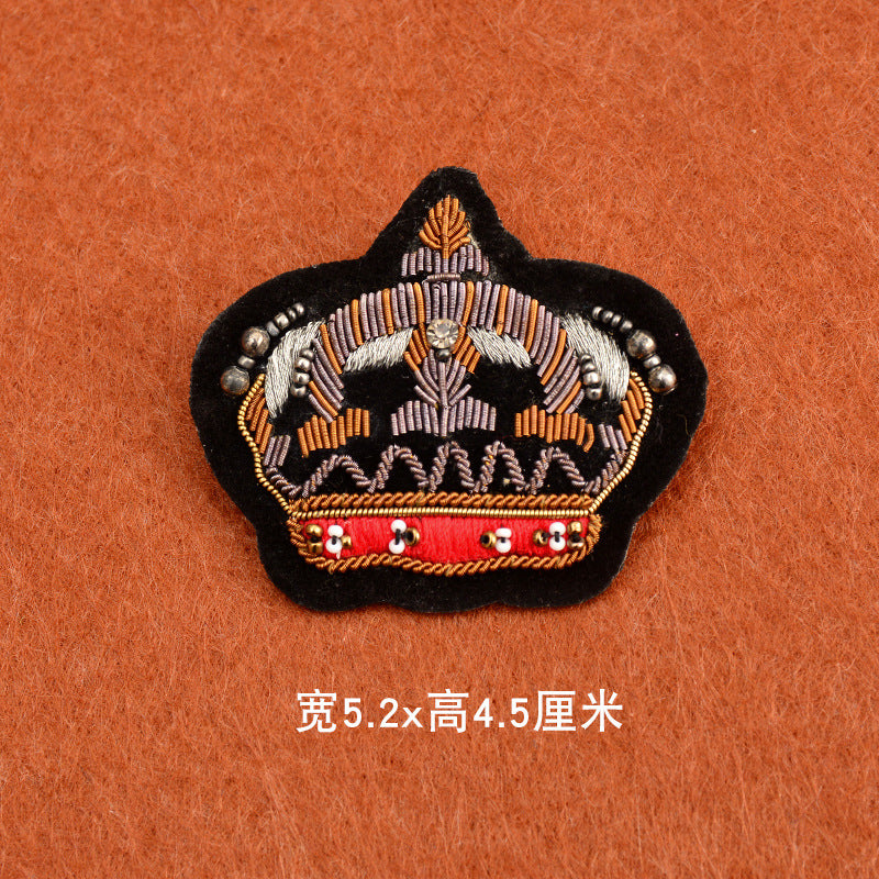 Wholesale 2pcs DIY Hand Embroidered Indian Silk Cloth Patches Hat Clothes Crown Patches FS