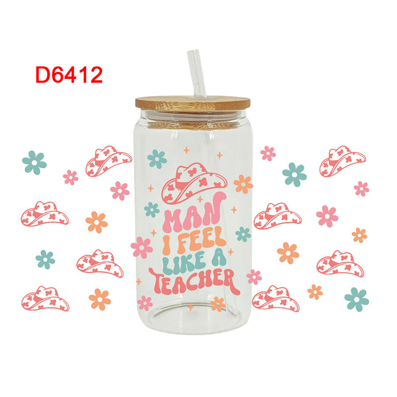 Wholesale Western style flower boots  16oz Cup UV DTF Wraps