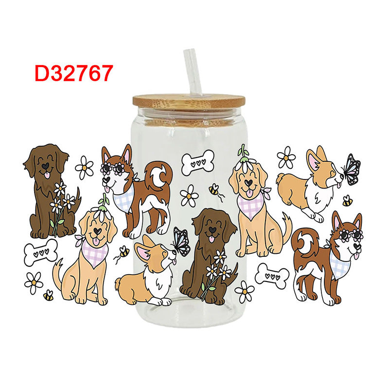 Wholesale Complex and cute patterns 16oz Cup UV DTF Wraps