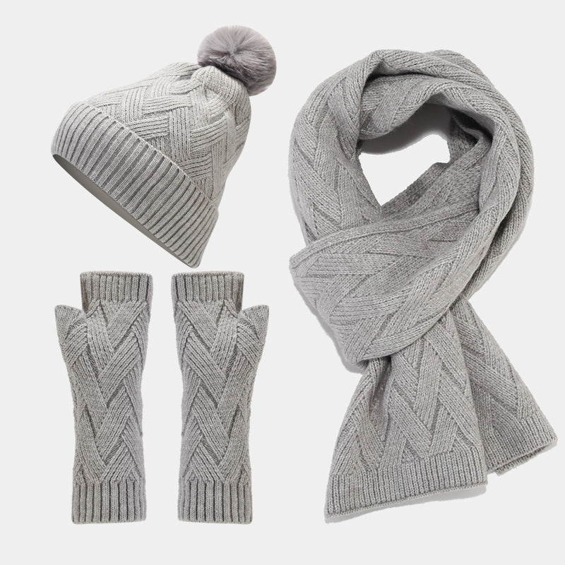 Wholesale Core Spun Yarn Autumn and Winter Outdoor Cold and Warm Hats Scarves Gloves Sets
