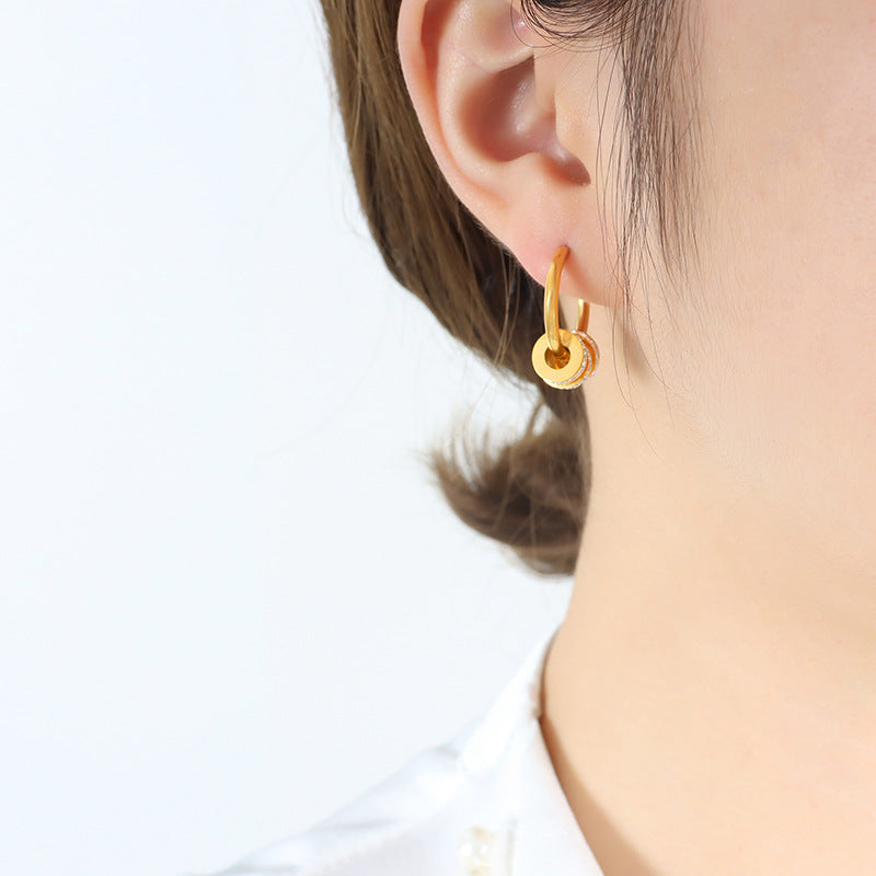 Wholesale Small Circles Gold Plated Earring