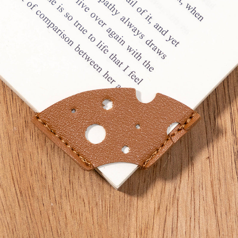 Wholesale Creative Leather Bookmark Cheese PU Leather Book Page Holder Solid Color Business Student Book Label
