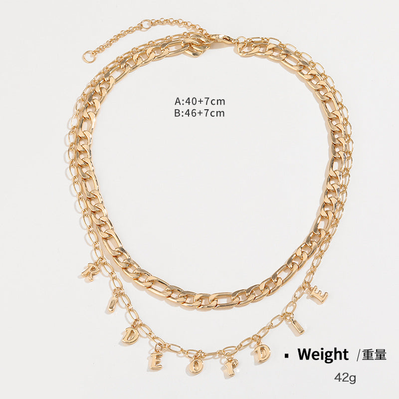 Wholesale 10PCS Valentine's Day Double Layer Love Letter Necklace