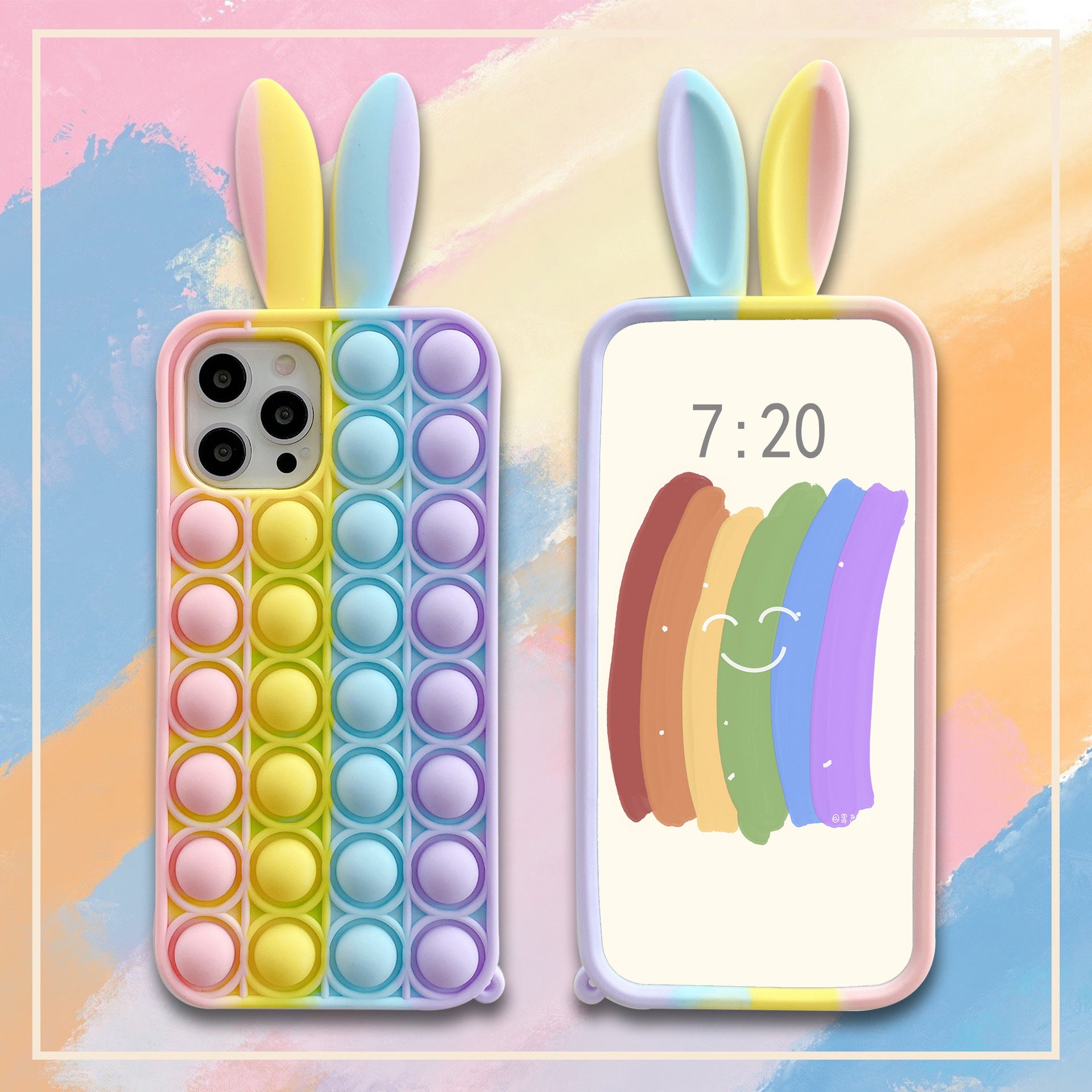 Estuche para teléfono de Silicone Rainbow Bunny al por mayor