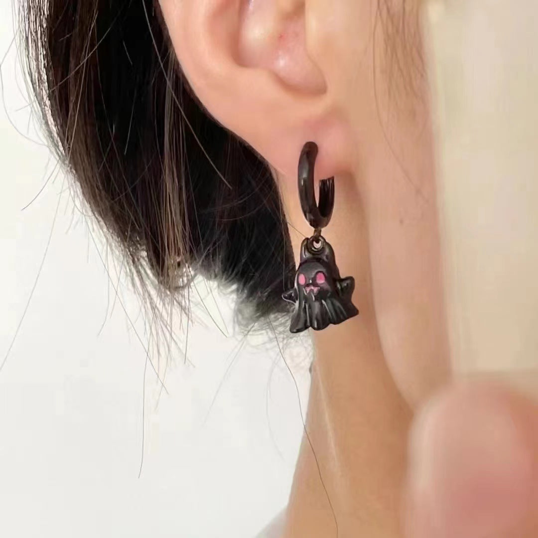 Wholesale Asymmetric Ghost Alloy Earrings