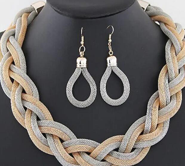 Wholesale Artificial Diamond Jewelry Set Necklace/Earrings