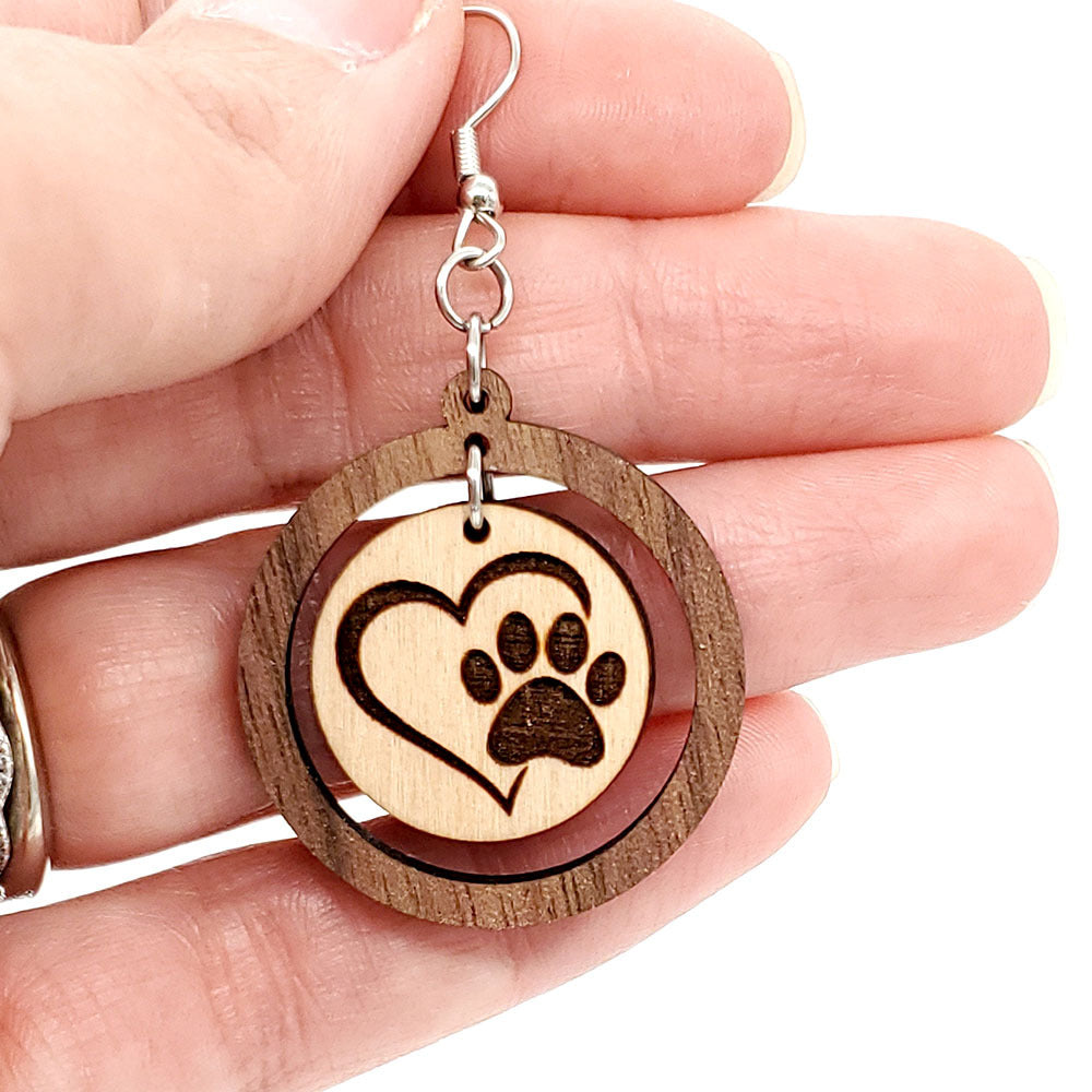 Wholesale Dog Claw Wooden Earrings