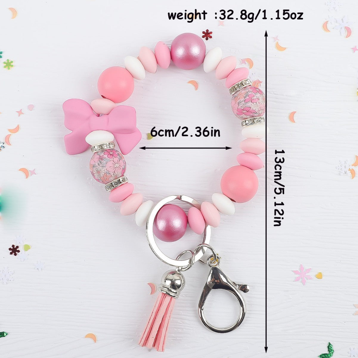 Wholesale silicone bead Wrist keychain pendant bag charm bow accessory