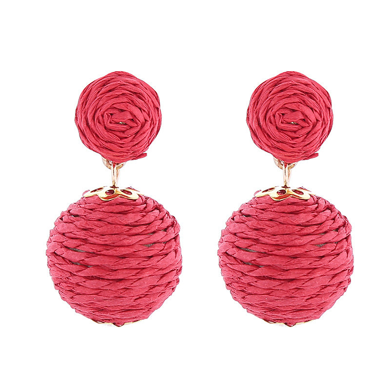 Wholesale Bohemian Handmade Wrap Ball Stud Earrings