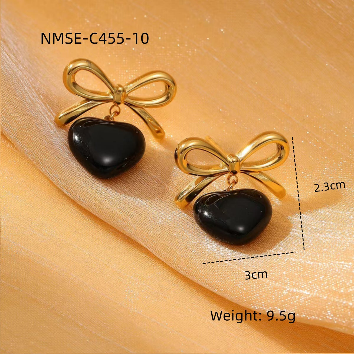 Wholesale Black heart-shaped Stainless Steel Earrings