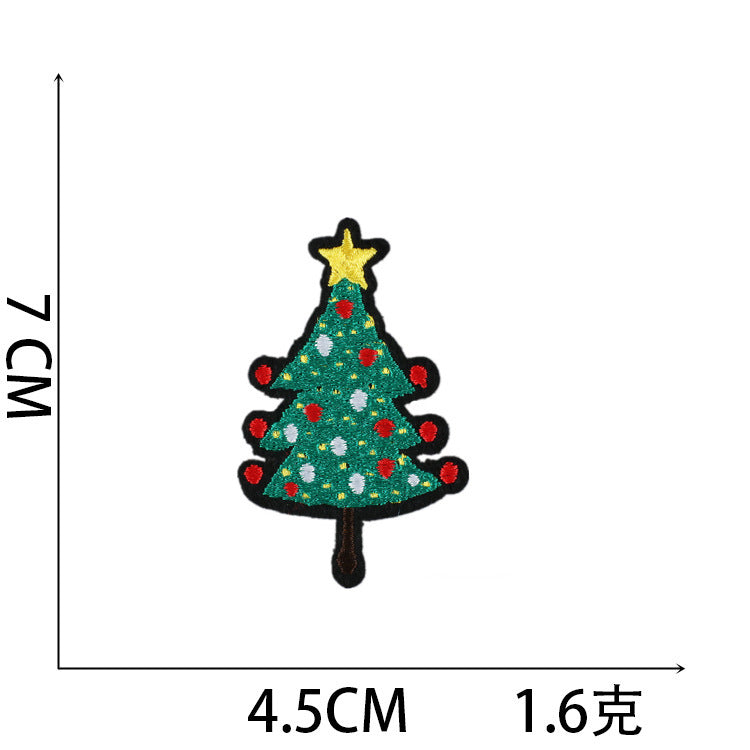 Wholesale Stylish Christmas Embroidered Patch Set Santa Snow Globe Polyester Iron On Appliques For Casual Clothing Boutique