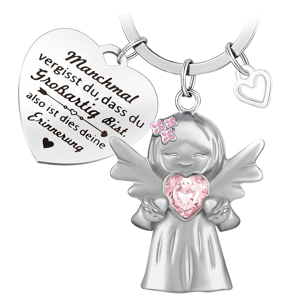 Wholesale  Smile Guardian Angel Jewelry Zircon  Love Alloy Keychain