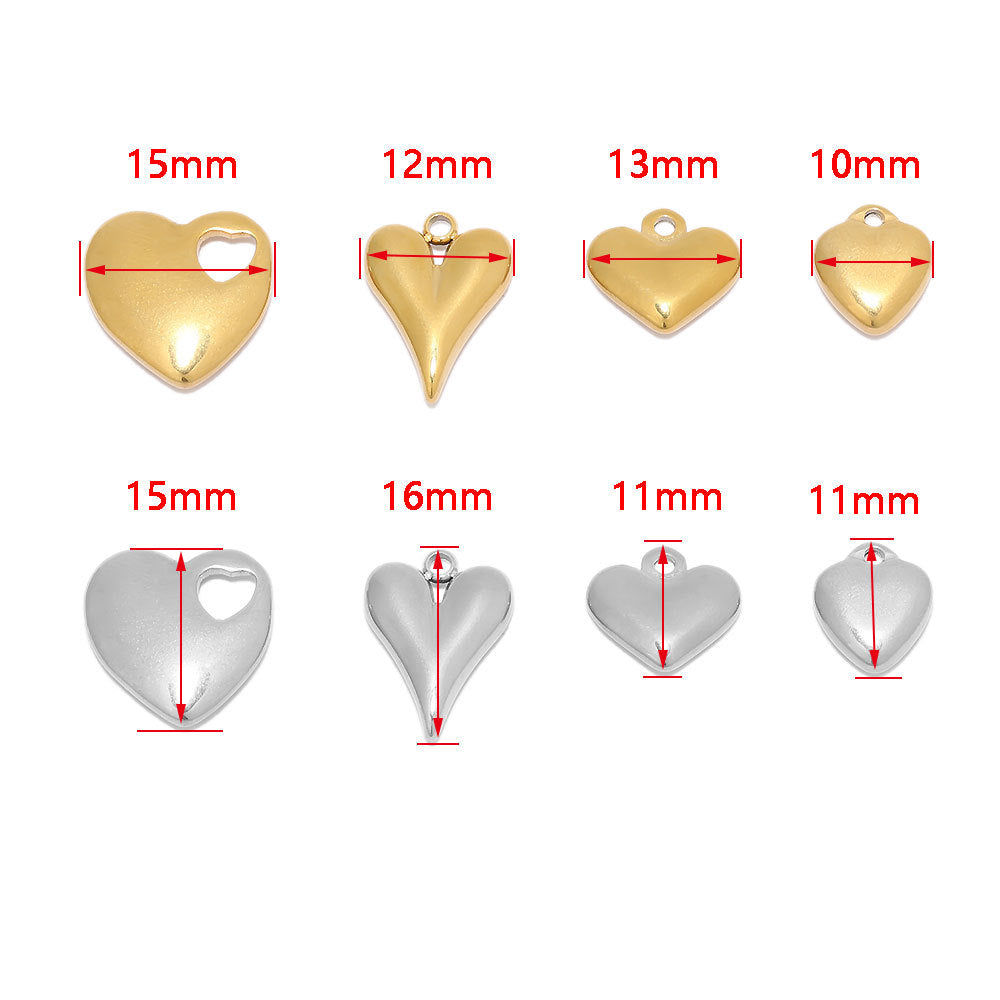 Wholesale 5PCS/PACK Stainless Steel Three-dimensional Peach Heart Small Pendant DIY Jewelry Pendant