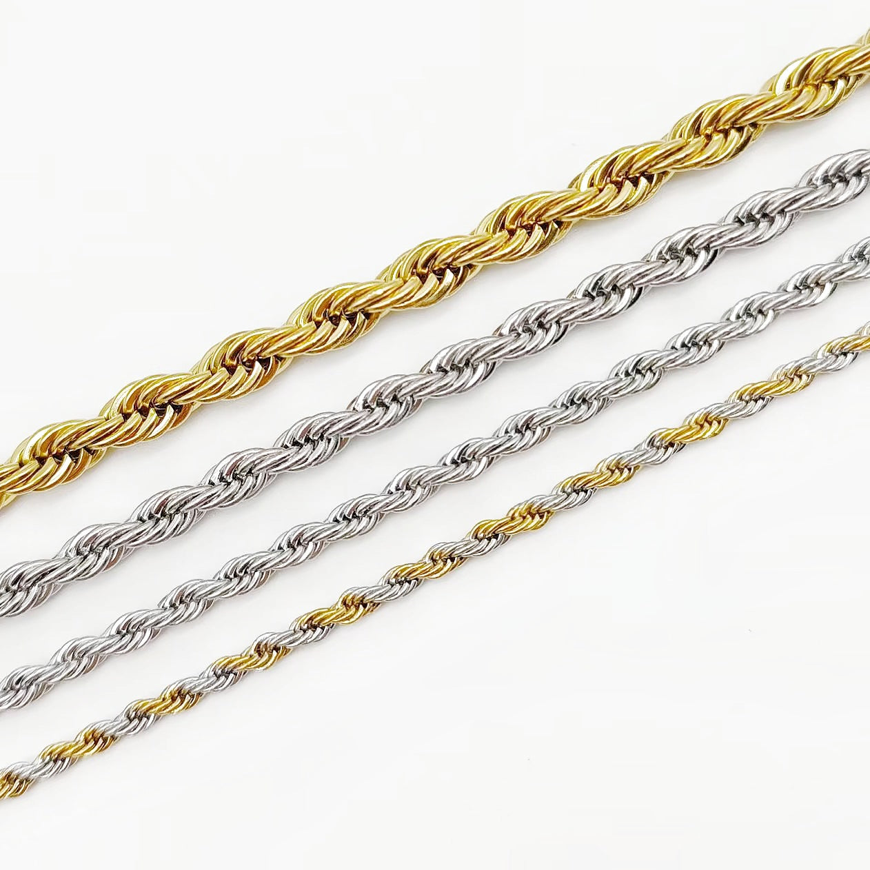 Wholesale Fried Dough Twists Fashion Hip Hop Stainless Steel Necklace