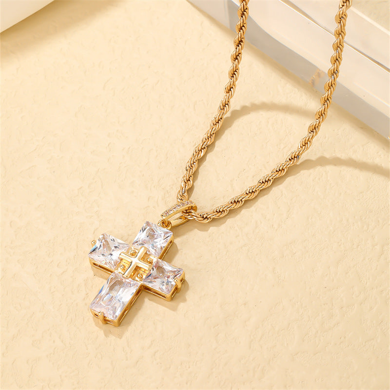 Wholesale Gold Bear Cross Copper Necklace