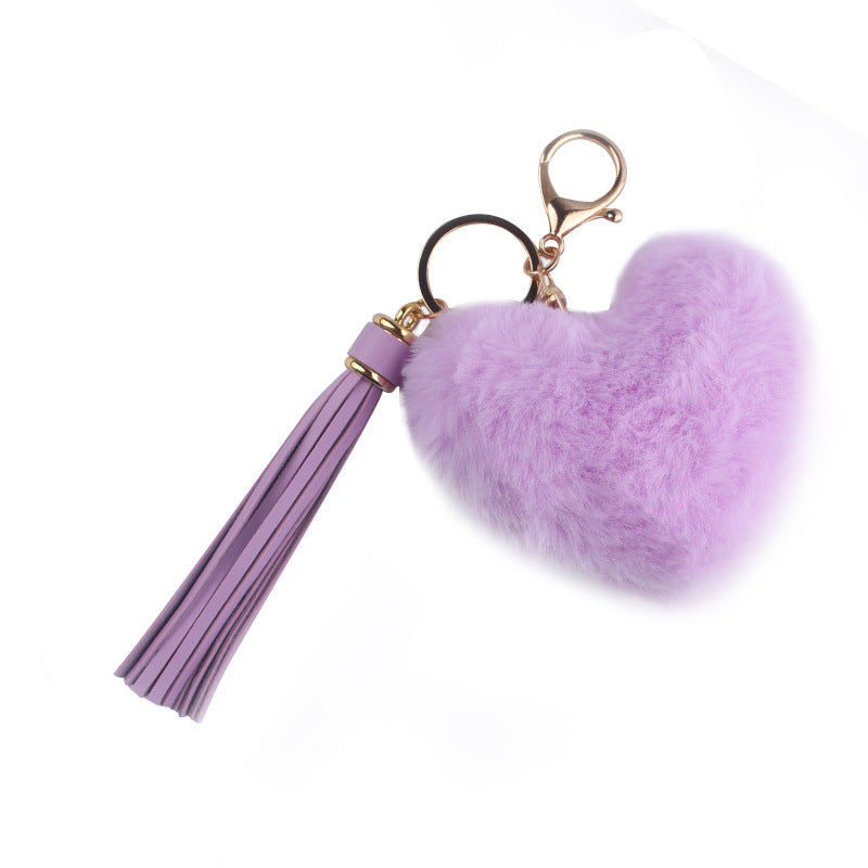 Wholesale Heart Shaped Fur Ball Tassel Keychain
