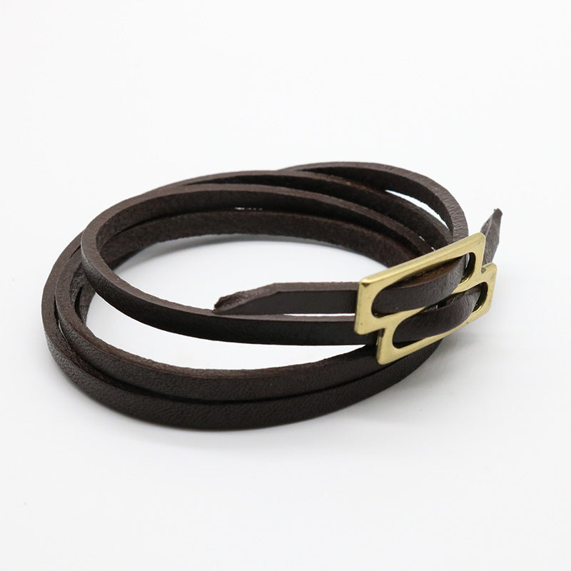 Wholesale Genuine Leather Multi-layer Mother Buckle Leather Bracelets