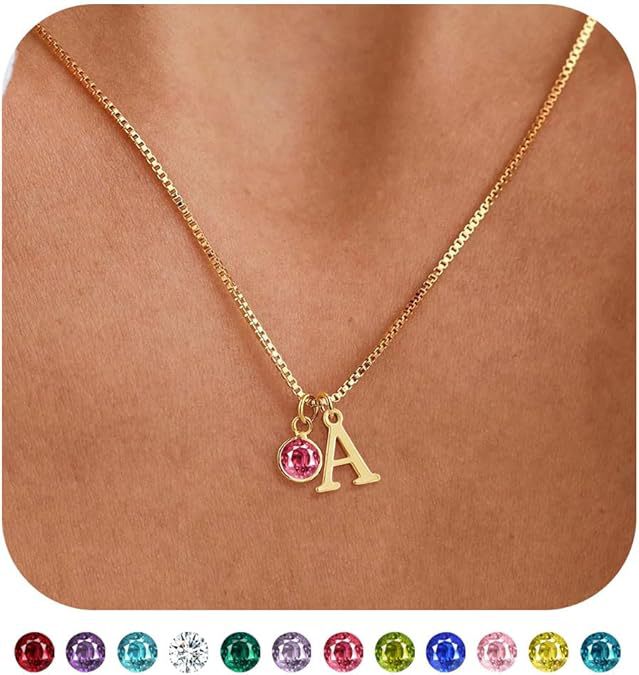 Wholesale New Women's Initial Birthstone Necklace 14K Gold-plated Letter Simple All-match Clavicle Chain