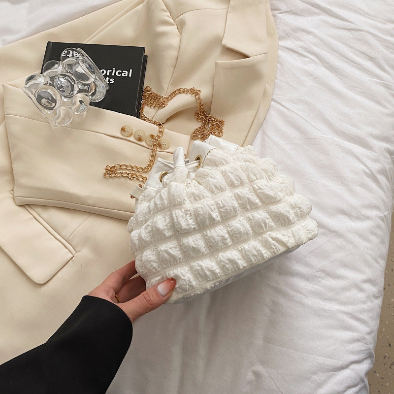 Wholesale Pleated Chain Single Shoulder Cloth Bags
