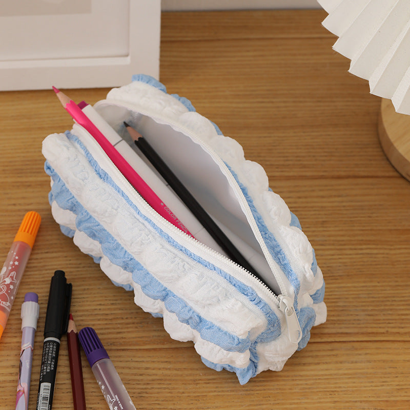Wholesale Color Block Striped Large Capacity Pencil Case