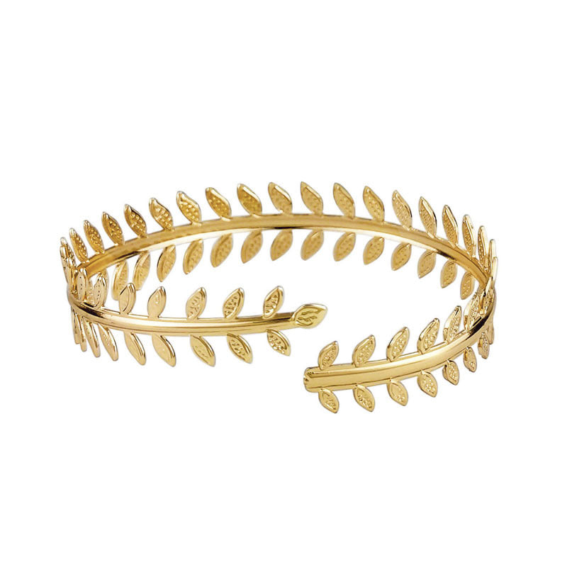 Wholesale Geometry Six Piece Set Exaggerated Leaf Metal Bracelet