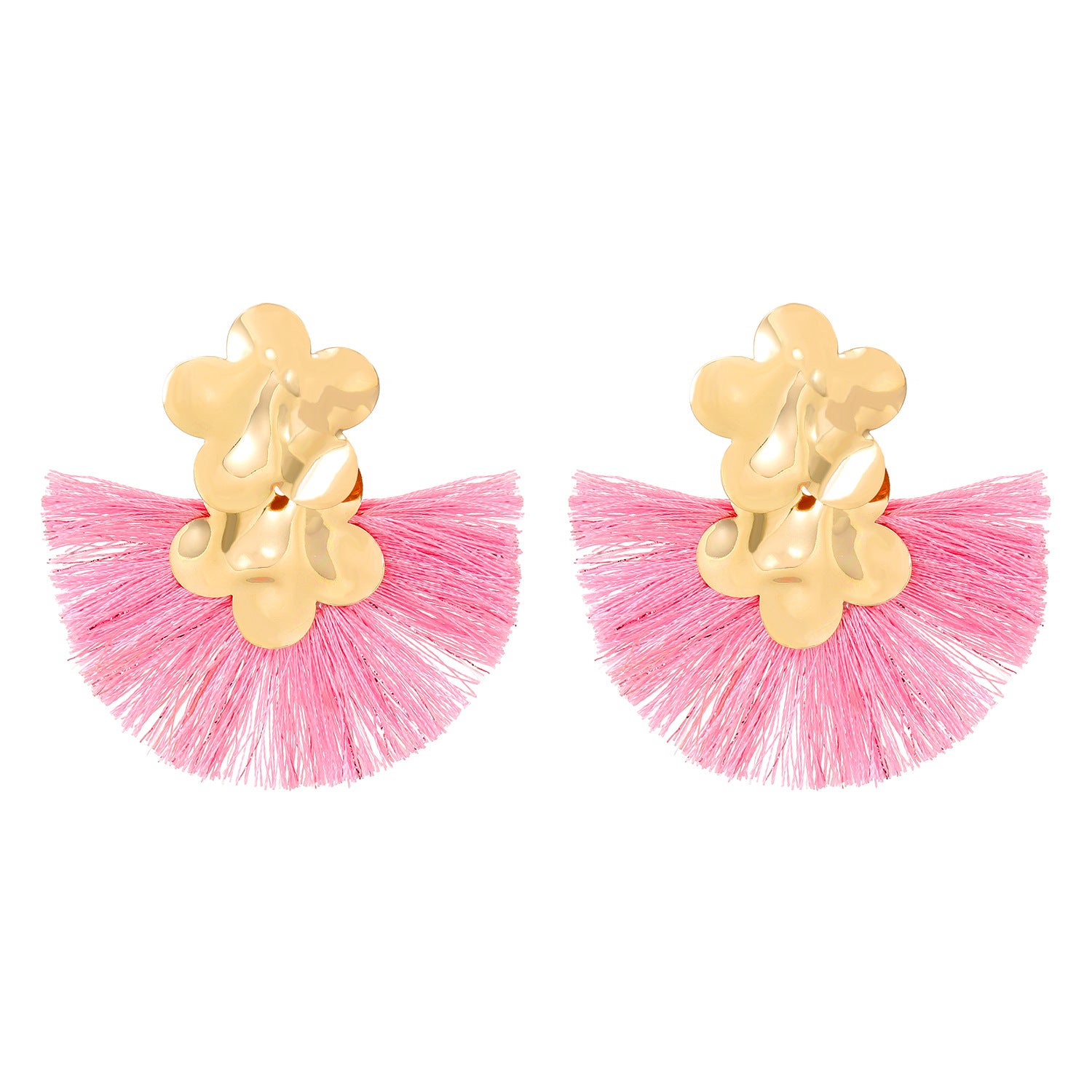 Wholesale Scalloped Tassel Vintage Alloy Flower Exaggerated Earrings