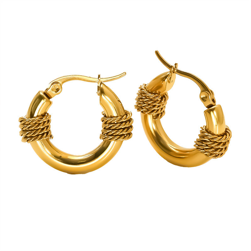 Wholesale Stainless steel wrapped gold geometric earrings